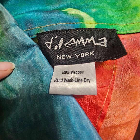 Dilemma New York Abstract Watercolor Button-Up Shirt OS Oversized Art to Wear - Picture 5 of 10